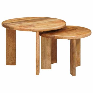 vidaXL Nesting Koffietafels 2 st Bruin Ø 50 x 40 cm Massief, Verzenden, Nieuw