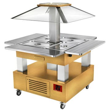 Gekoeld Buffet | GOURMET LINE | Hout/RVS | 4x 1/1 GN |, Verzenden