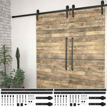 vidaXL Hardwaresets voor schuifdeuren 2 st 183 cm staal, Verzenden, Nieuw
