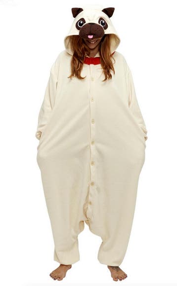 Onesie Mopshond Pak 140-146 Hondenpak Kostuum Pug Bruin Jump, Ophalen of Verzenden, Nieuw