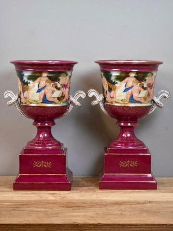 Vase (2) - Porcelaine - Ensemble de vases au style Sèvres