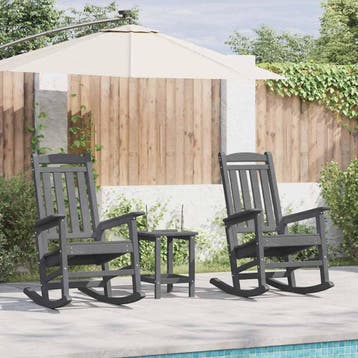 vidaXL Schommelstoel 3 st Lichtgrijs Polyetheen, Jardin & Terrasse, Verzenden
