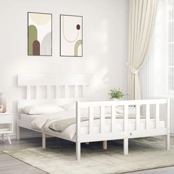vidaXL Bedframe zonder matras massief grenenhout wit 140x200, Verzenden, Nieuw
