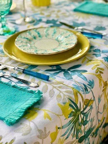 Nappe à motif végétation pour grandes tables. Élégance déco., Antiquités & Art