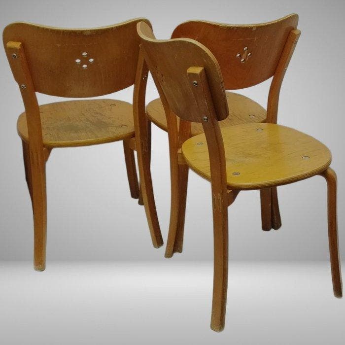 Chaise - Démontable - Bois- Multiplex - Trois chaises, Antiquités & Art, Art | Objets design