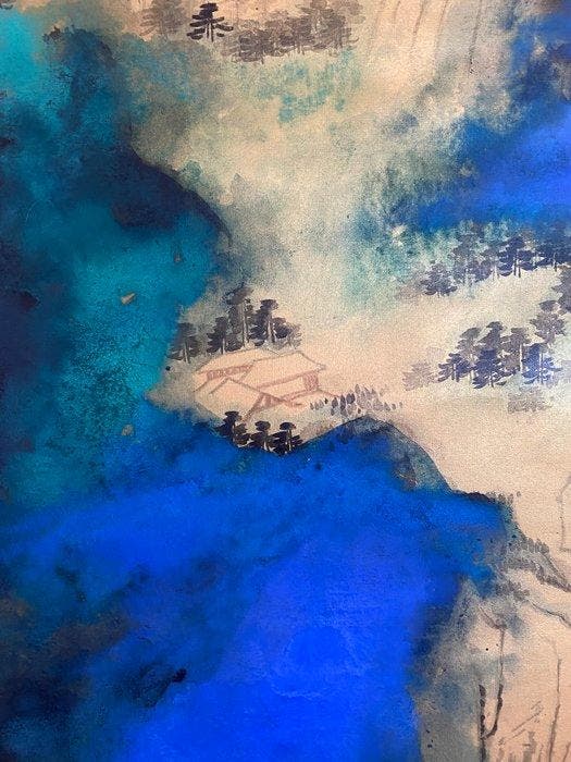 Gespetterde kleuren aan het waterlandschap - Zhang Daqian -, Antiek en Kunst, Antiek | Overige Antiek