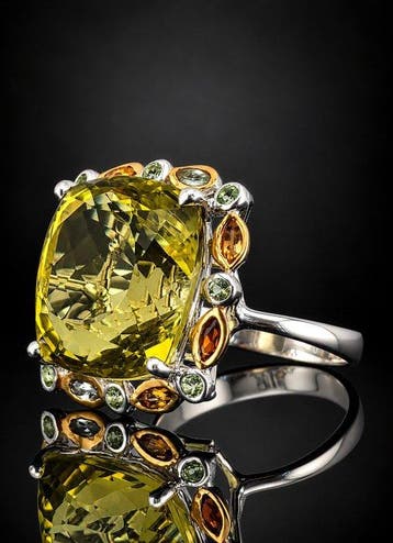 Zonder minimumprijs - Ring Lichtgroene peridot ring - 925, Nieuw