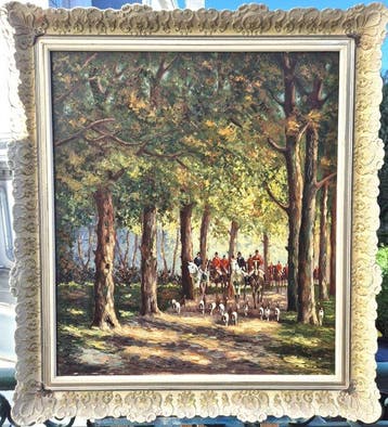 Paul Baker (XX) - Jagdszene Reiter im Wald