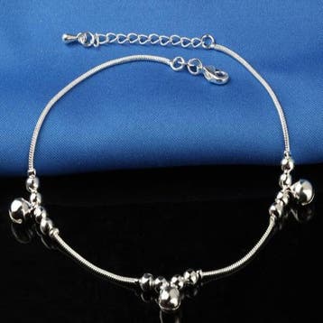 Fako Bijoux - Enkelbandje Verzilverd - 3x5 Bolletjes - 22cm, Handtassen en Accessoires, Enkelbandjes en Enkelkettinkjes, Verzenden
