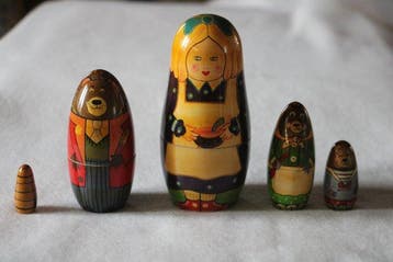 Matroesjka set: Goudlokje en de drie beren, in totaal 5