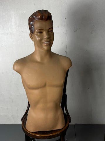 Mannequin - Mid-Century Male Mannequin Bust, 1950s - Gips,, Antiek en Kunst
