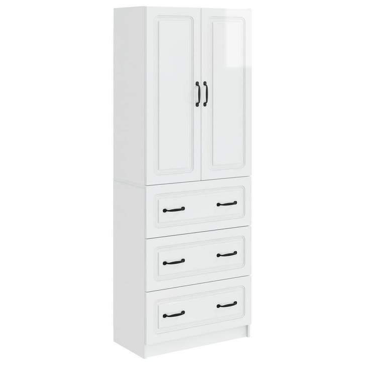 vidaXL Kast Set 2 pcs Hoogglans Wit 66 x 34,5 x 87 cm, Huis en Inrichting, Kasten | Overige, Nieuw, Verzenden