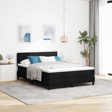 vidaXL Boxspring bed met hoofdeinde Zwart 160 x 200 cm Stof, Huis en Inrichting, Slaapkamer | Bedden, Verzenden, Nieuw