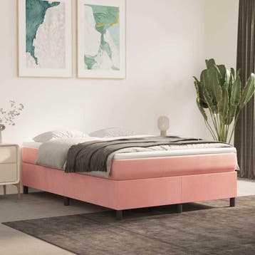 vidaXL Boxspring bed fluweel roze 140x200 cm, Verzenden, Nieuw