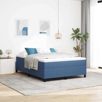 vidaXL Boxspring bed Blauw en Wit 140 x 200 cm Corduroy stof, Verzenden, Nieuw