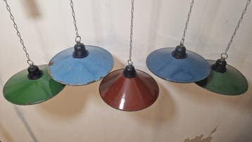 Plafondlamp (5) - Emaille, Staal - Geëmailleerde lampen 5