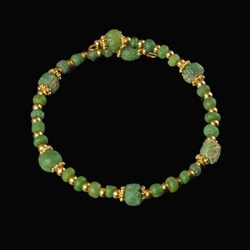 Oud-Romeins Bracelet, met Romeinse glazen kralen