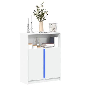 vidaXL Dressoir met LED 77x34x100 cm bewerkt hout wit, Verzenden, Nieuw