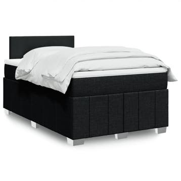 vidaXL Boxspring met matras stof zwart 120x200 cm, Verzenden