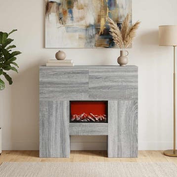 vidaXL Elektrische haard Grijs Sonoma 75 x 24,5 x 75 cm, Verzenden, Nieuw