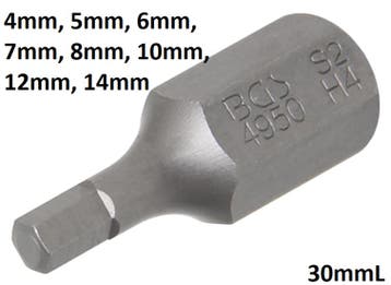 Bgs Technic Int. Hex. Bit 30 mm korte broek, 4 mm, 3/8, Verzenden, Nieuw
