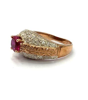 Zonder minimumprijs - Ring - 9 kt. Roségoud, Zilver Spinel -, Handtassen en Accessoires, Nieuw