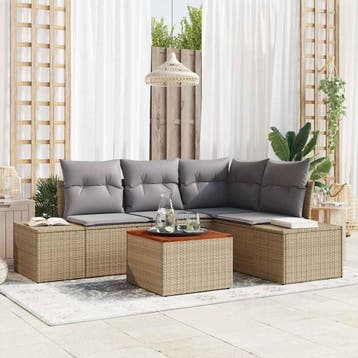 vidaXL Tuinbank Set 5 st Beige poly rattan, Tuin en Terras, Tuinsets en Loungesets, Verzenden, Nieuw