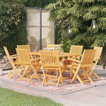 vidaXL 9-delige Tuinset massief teakhout, Verzenden, Nieuw, Tuinset