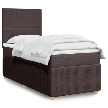 vidaXL Boxspring met matras stof donkerbruin 80x200 cm, Verzenden, Nieuw