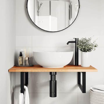 vidaXL Wastafelblad met olieafwerking 80x50x2 cm massief, Huis en Inrichting, Verzenden, Nieuw