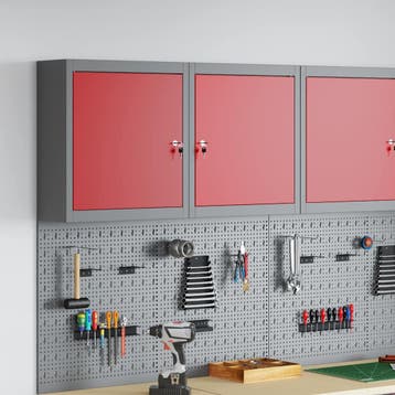 vidaXL Gereedschapskast met plank Rood en Grijs 50 x 20 x 55, Verzenden