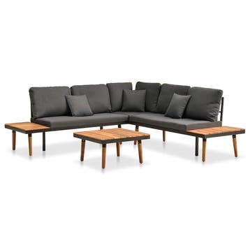 vidaXL 4-delige Loungeset met kussens massief acaciahout, Verzenden, Nieuw, Loungeset