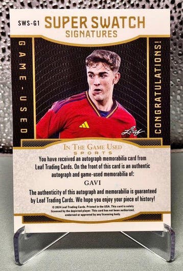2024 Leaf Super Swatch Signatures Gavi Gesigneerde kaart,, Verzamelen, Nieuw