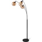 LED Vloerlamp Trion Lidia - 3-lichts Mat Zwarte Metalen & Gl, Verzenden, Nieuw
