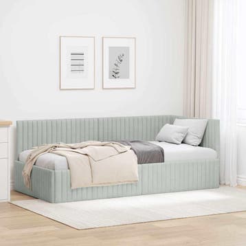 vidaXL Hoek Bed Frame met hoofdeinde Lichtgrijs 90 cm x 190, Maison & Meubles, Chambre à coucher | Lits, Verzenden