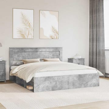 vidaXL Bedframe met hoofdeinde Beton 180 x 200 cm Massief, Verzenden, Nieuw