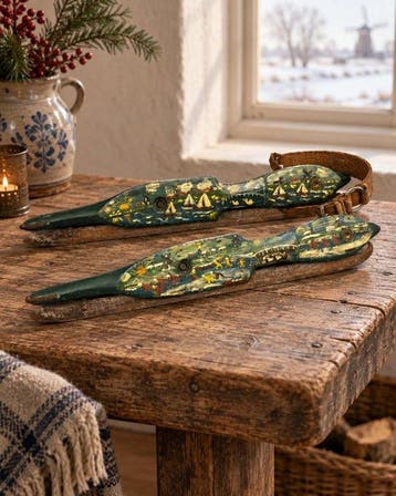 Decoratief ornament - Unieke beschilderde schaatsen -