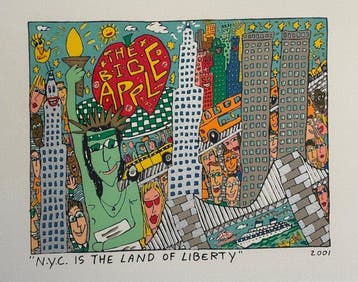 James Rizzi (1950-2011) - NYC is the land of liberty