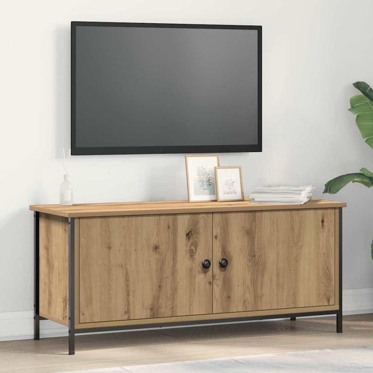 vidaXL TV Kast Artisan Eiken 100 x 35 x 45 cm Bewerkt hout, Huis en Inrichting, Kasten |Televisiemeubels, Nieuw, Verzenden