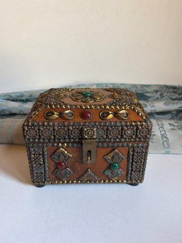 Sieradendoos - Hout - Antieke kist, inlays