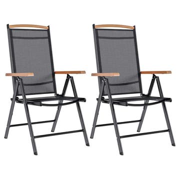 vidaXL Opklapbare stoelen, 2 stuks, aluminium en textiel,, Verzenden