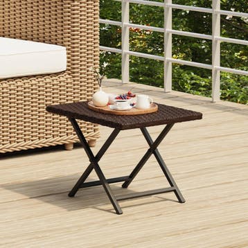 vidaXL Tafel inklapbaar 45x35x32 cm poly rattan bruin, Tuin en Terras, Verzenden, Nieuw