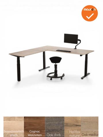 Mauforce zit-sta hoekbureau - maat en blad kleur zelf samen, Werkplek, Ophalen of Verzenden, Nieuw zonder verpakking, Bureau
