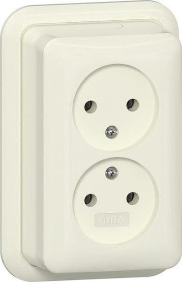 Gira Dubbele Stopcontact 16A 250V Opbouw Wit - 479110, Doe-het-zelf en Bouw, Verzenden, Nieuw