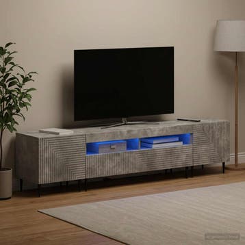 vidaXL 3-delige LED TV-kast Betongrijs Bewerkt hout, Huis en Inrichting, Kasten |Televisiemeubels, Verzenden, Nieuw