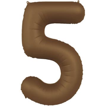 5 Jaar Cijfer Ballon Bruin Mat 86cm, Hobby en Vrije tijd, Feestartikelen, Verzenden, Nieuw