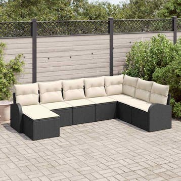 vidaXL Tuinbank Set 8 st Zwart [Synthetisch]: Poly Riet, Verzenden, Nieuw