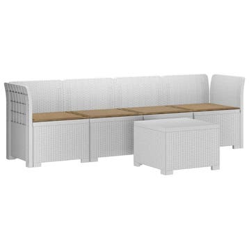 vidaXL 4-Zits Tuin Sofa met Kussens Rieten Look PP Wit, Verzenden