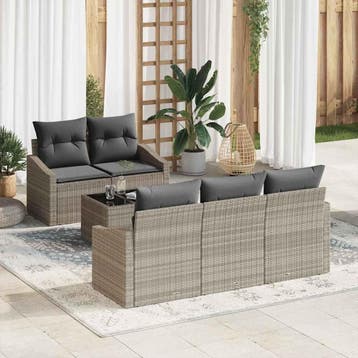 vidaXL Bankstel 6 st Lichtgrijs en Donkergrijs poly rattan, Verzenden, Nieuw