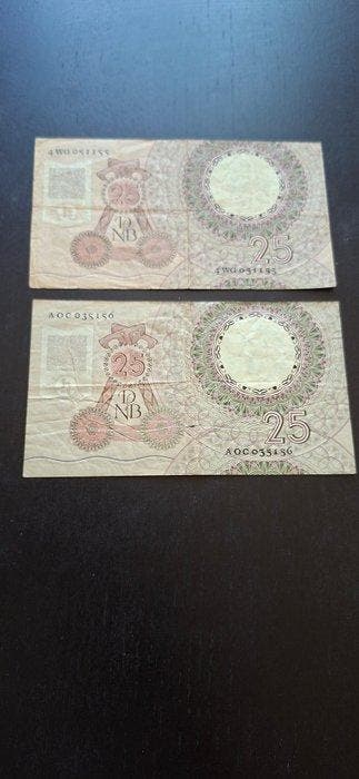 Nederland. - 2 x 25 Gulden 1955 - Nvmh 83a en 83b (Zonder